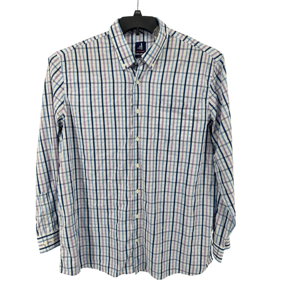 Johnnie-O Prep-Formance Shirt Mens XXL Purple Haze Plaid Long Sleeve Stain low